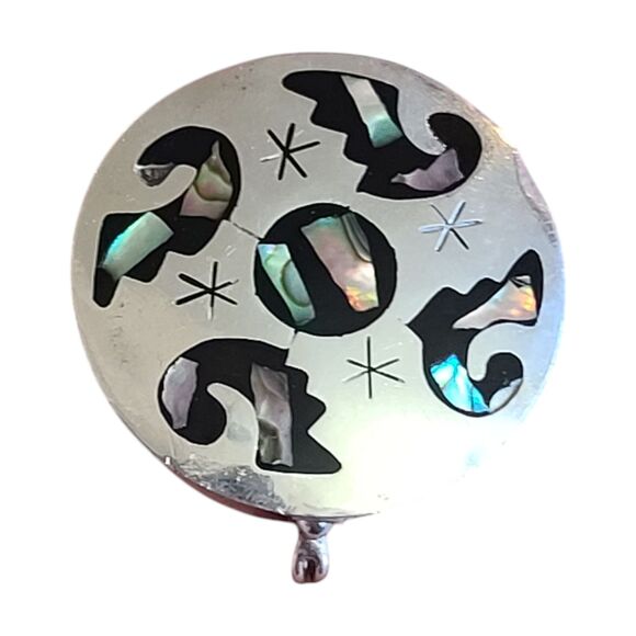 Vintage Alpaca Mexico Mother of Pearl Abalone Shell Stars Pill Container - Picture 4 of 10